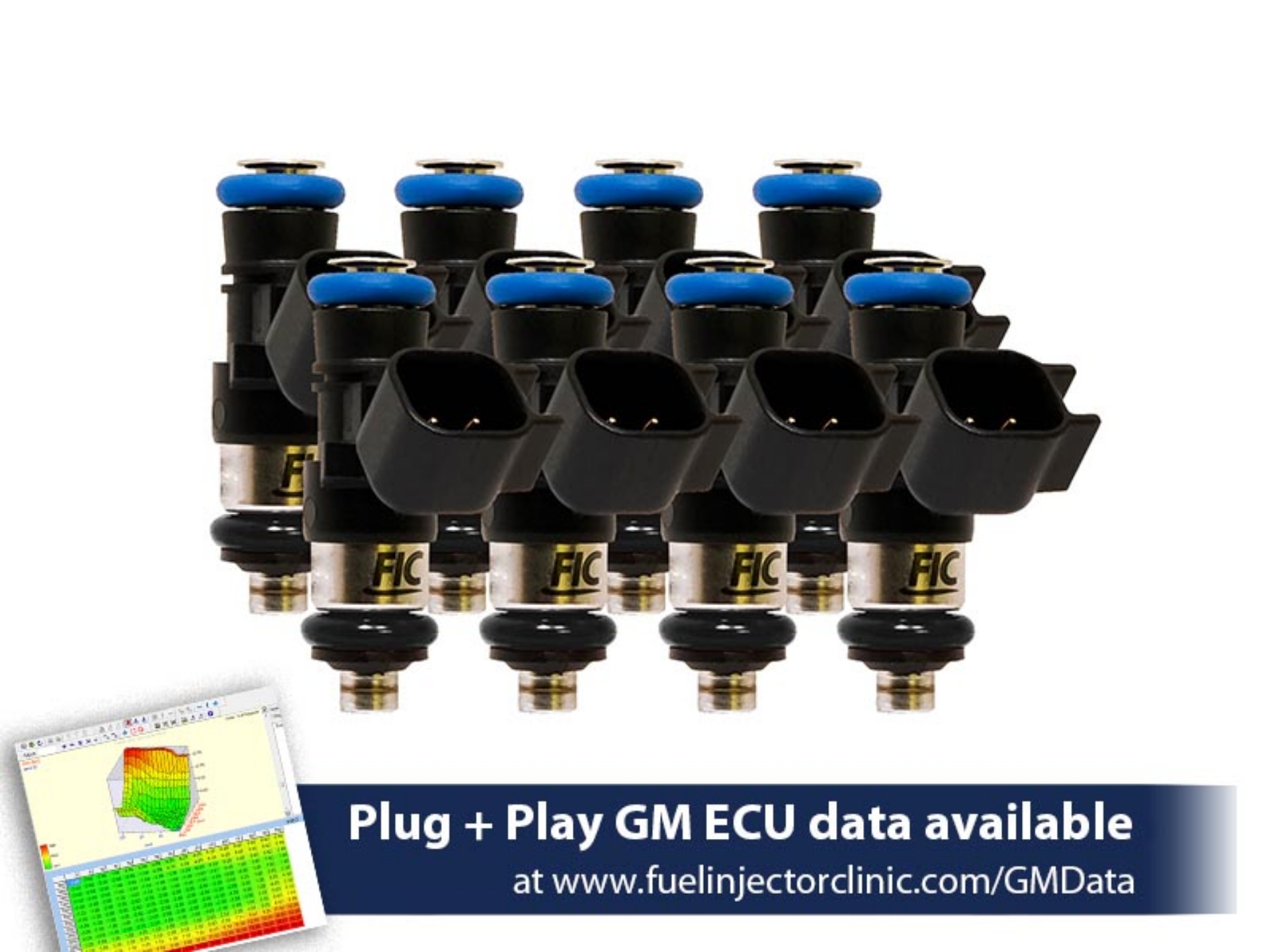 Picture of FIC540cc (60 lbs/hr at OE 58 PSI fuel pressure) FIC Fuel Injector Clinic Injector Set for 6.2 Truck Motors ('09-'13) Injector Sets (High-Z)