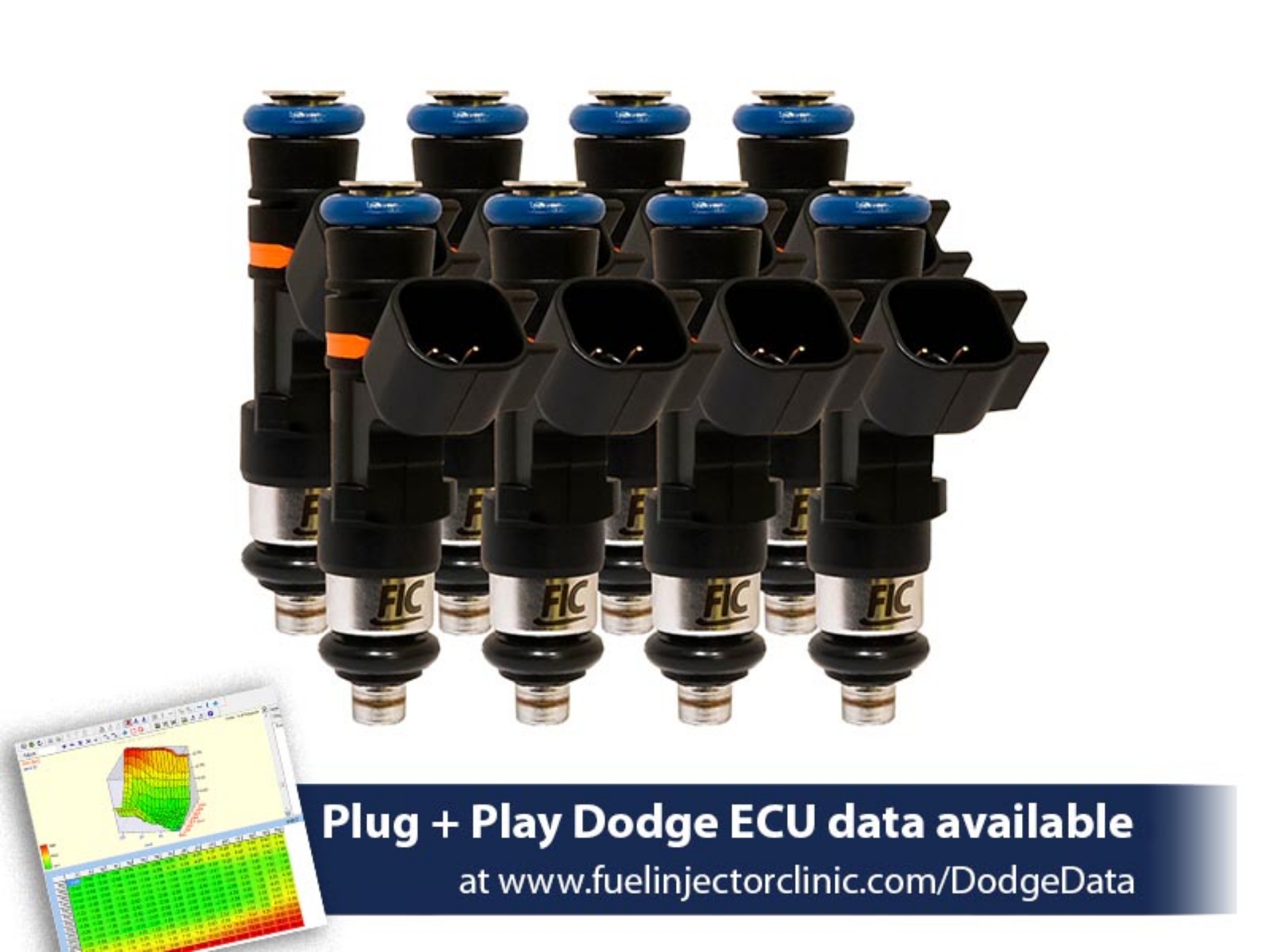 Picture of FIC650cc (72 lbs/hr at OE 58 PSI fuel pressure) FIC Fuel Injector Clinic Injector Set for Dodge Hemi SRT-8, 5.7 (High-Z)