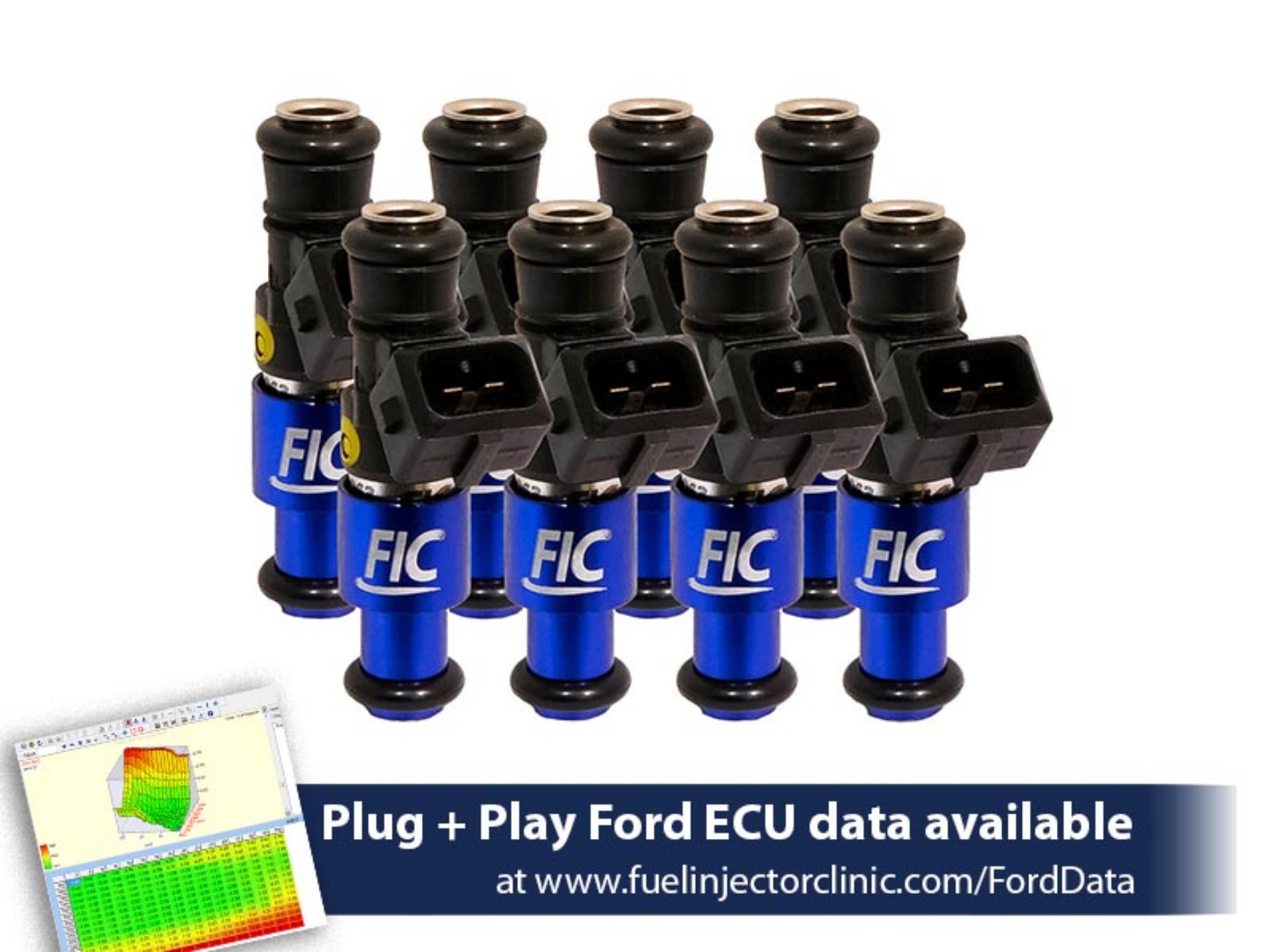 Picture of FIC1200cc (110 lbs/hr at 43.5 PSI fuel pressure) FIC Fuel  Injector Clinic Injector Set for Ford Shelby GT500 (2007-2014) / Ford GT40 (2005-2006)(High-Z)