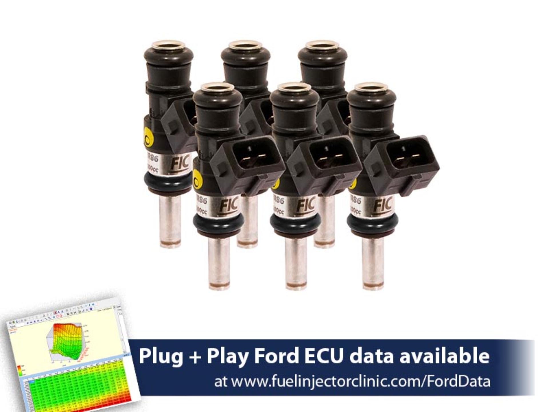 Picture of FIC1200cc (110 lbs/hr at 43.5 PSI fuel pressure) FIC Fuel  Injector Clinic Injector Set for Ford Mustang V6 (2011-2017)