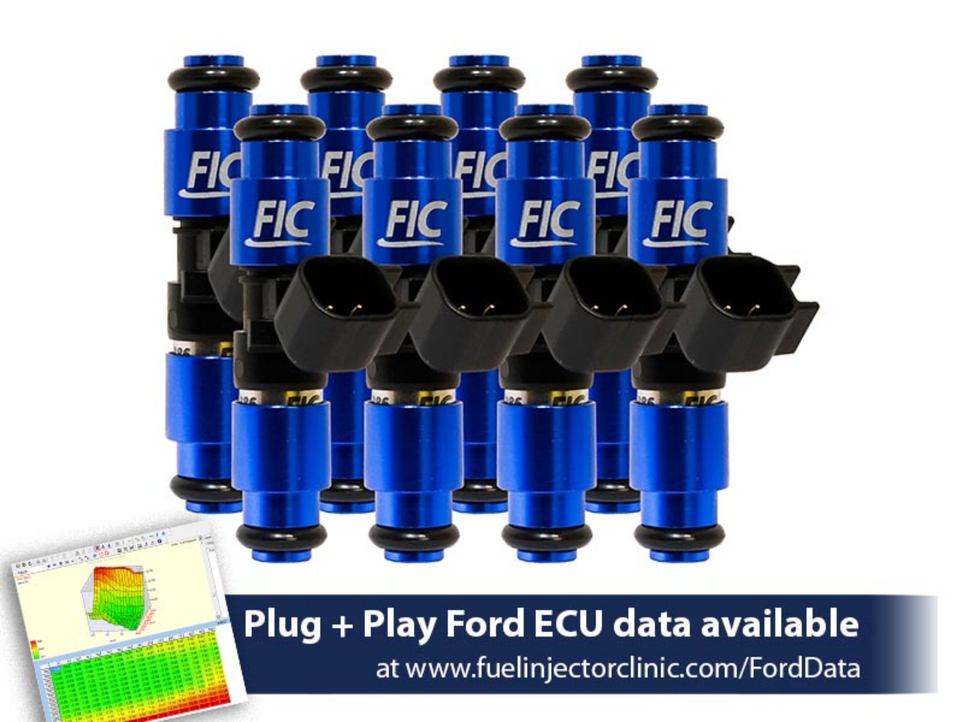 Picture of FIC1650cc (180 lbs/hr at 58 PSI fuel pressure) FIC Fuel  Injector Clinic Injector Set for Ford F150 (2004-2016) Ford Lightning (1999-2004) Injector Sets