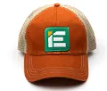 Picture of IE Twill Snapback Trucker Hat | Orange & Kahaki