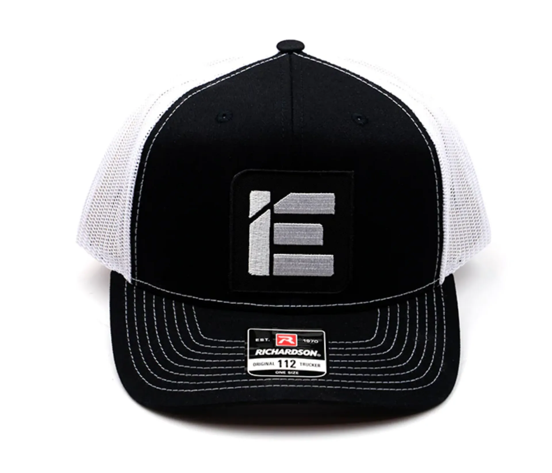 Picture of IE Twill Snapback Trucker Hat | Classic Black & White