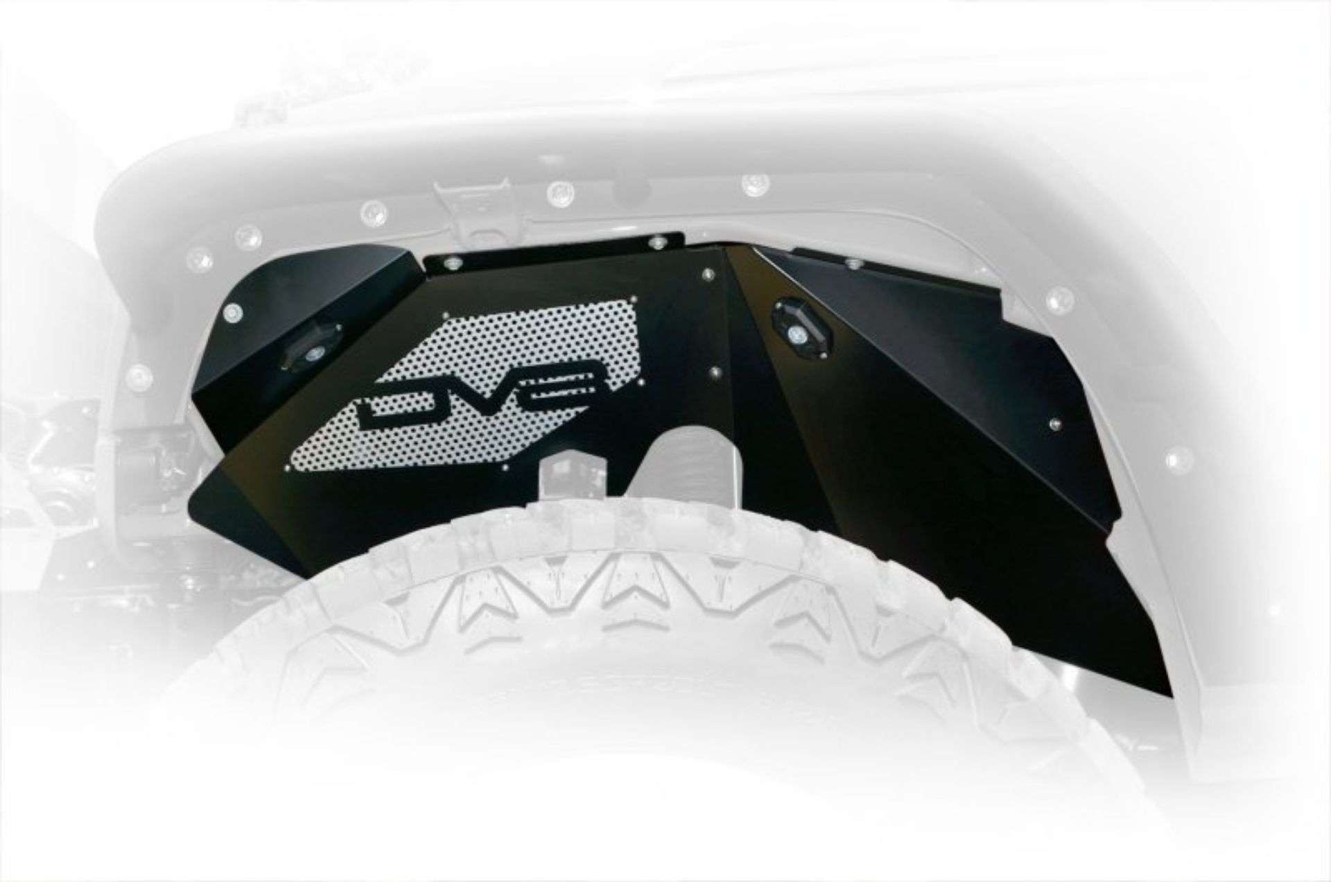 Picture of DV8 Offroad 07-18 Jeep Wrangler JK Front Aluminum Inner Fender w- Rock Lights - Black
