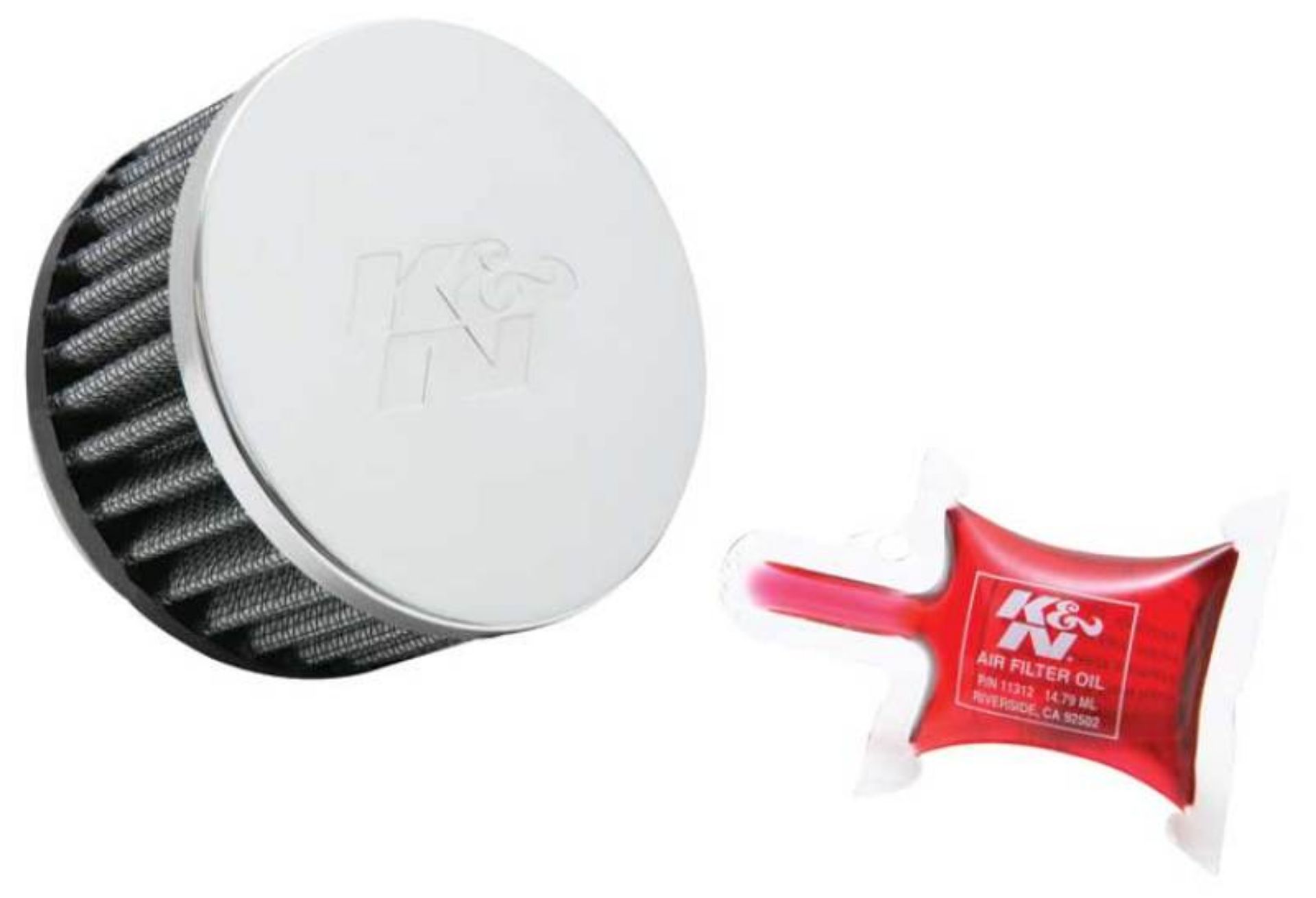 Picture of K&N Universal Chrome Round Straight Air Filter - 2.25in Flg ID x 3.5in OD x 2in H