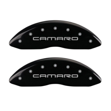 Picture of MGP 4 Caliper Covers Engraved Front Gen 4-Camaro Engraved Rear Gen 4-Z28 Black finish silver ch