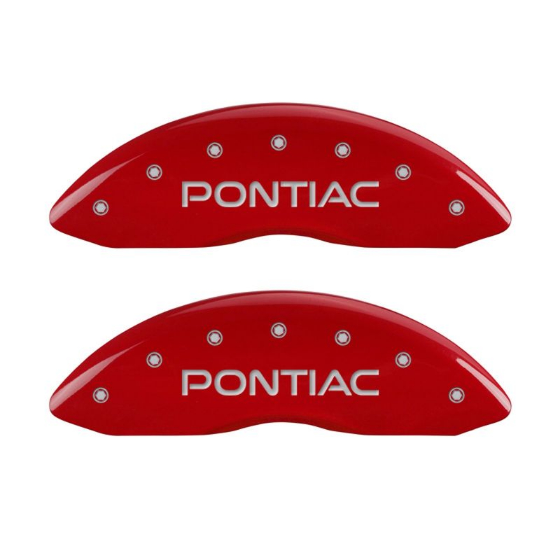 Picture of MGP 4 Caliper Covers Engraved Front Pontiac Engraved Rear Arrow Red finish silver ch