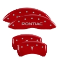 Picture of MGP 4 Caliper Covers Engraved Front Pontiac Engraved Rear Arrow Red finish silver ch