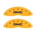 Picture of MGP Front set 2 Caliper Covers Engraved Front GMC Yellow finish black ch