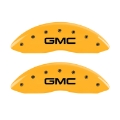 Picture of MGP Front set 2 Caliper Covers Engraved Front GMC Yellow finish black ch