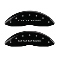 Picture of MGP Front set 2 Caliper Covers Engraved Front With out stripes-Dodge Black finish silver ch