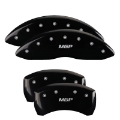 Picture of MGP Front set 2 Caliper Covers Engraved Front With out stripes-Dodge Black finish silver ch