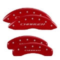 Picture of MGP 4 Caliper Covers Engraved Front & Rear Block-Charger Red finish silver ch