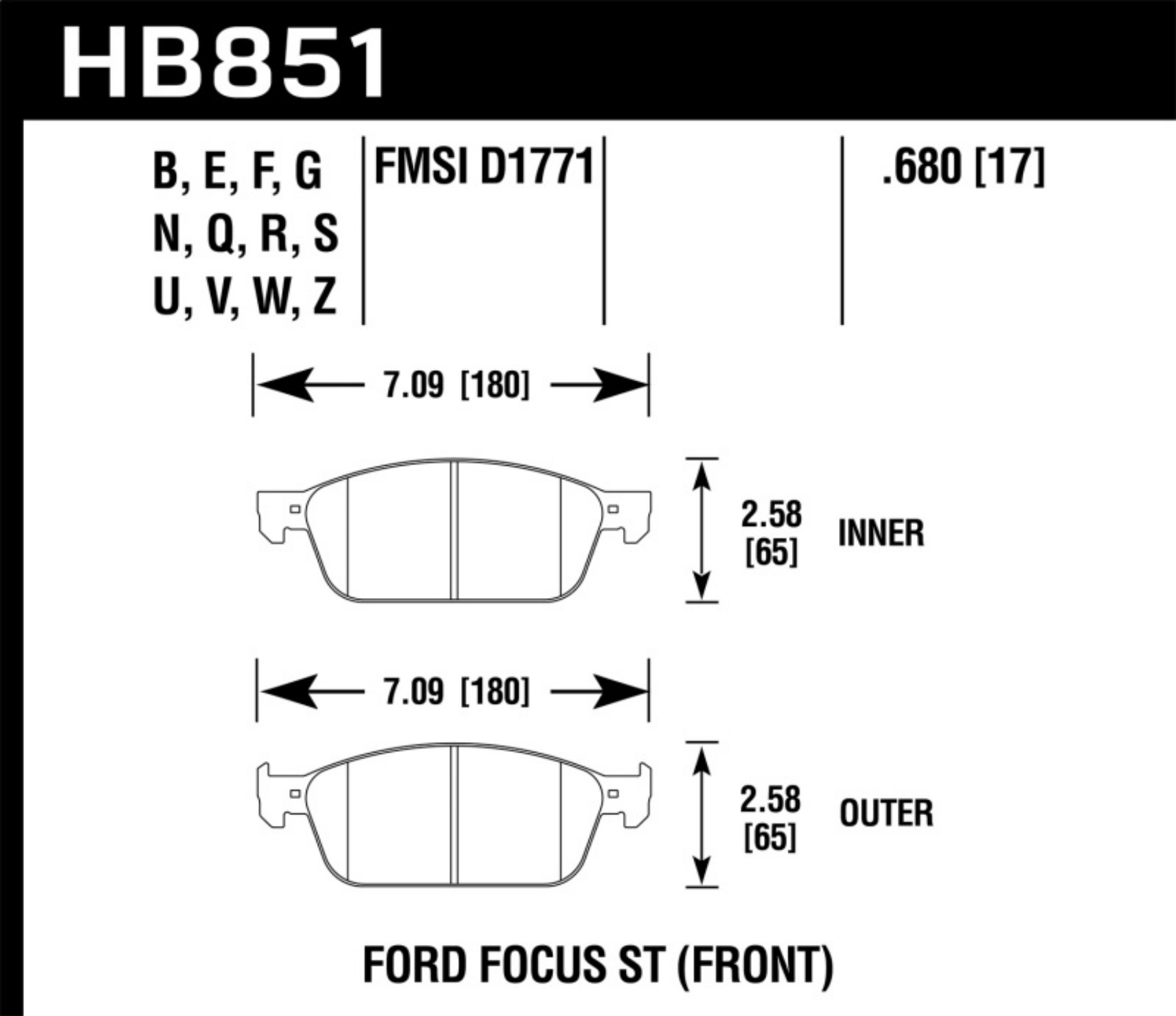 Picture of Hawk DTC-80 15-16 Ford Focus ST Front Race Brake Pads