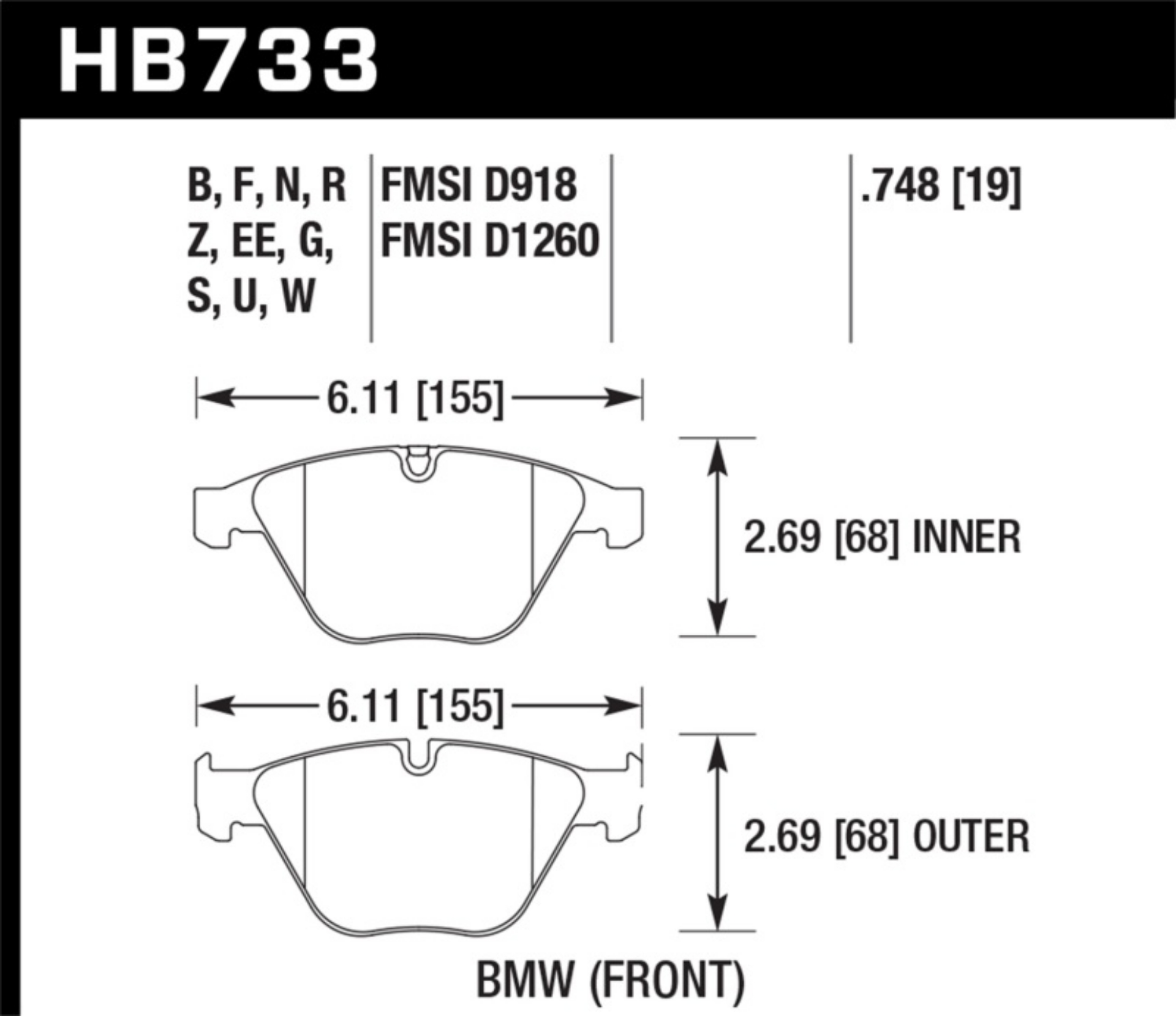 Picture of Hawk DTC-80 2013 BMW Z4 Front Racing Brake Pads