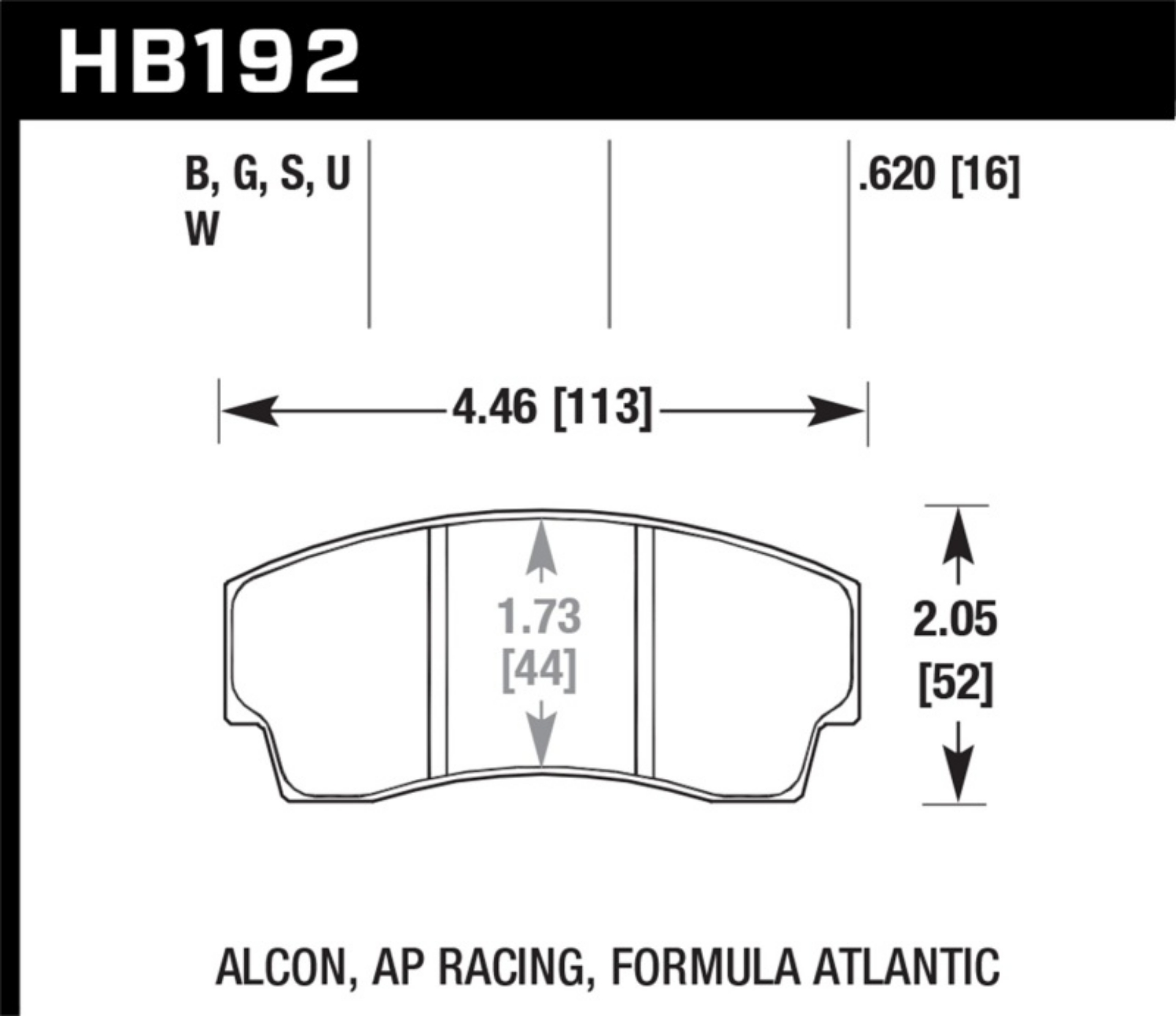 Picture of Hawk DTC-80 AP Racing/Alcon 16mm Race Brake Pads