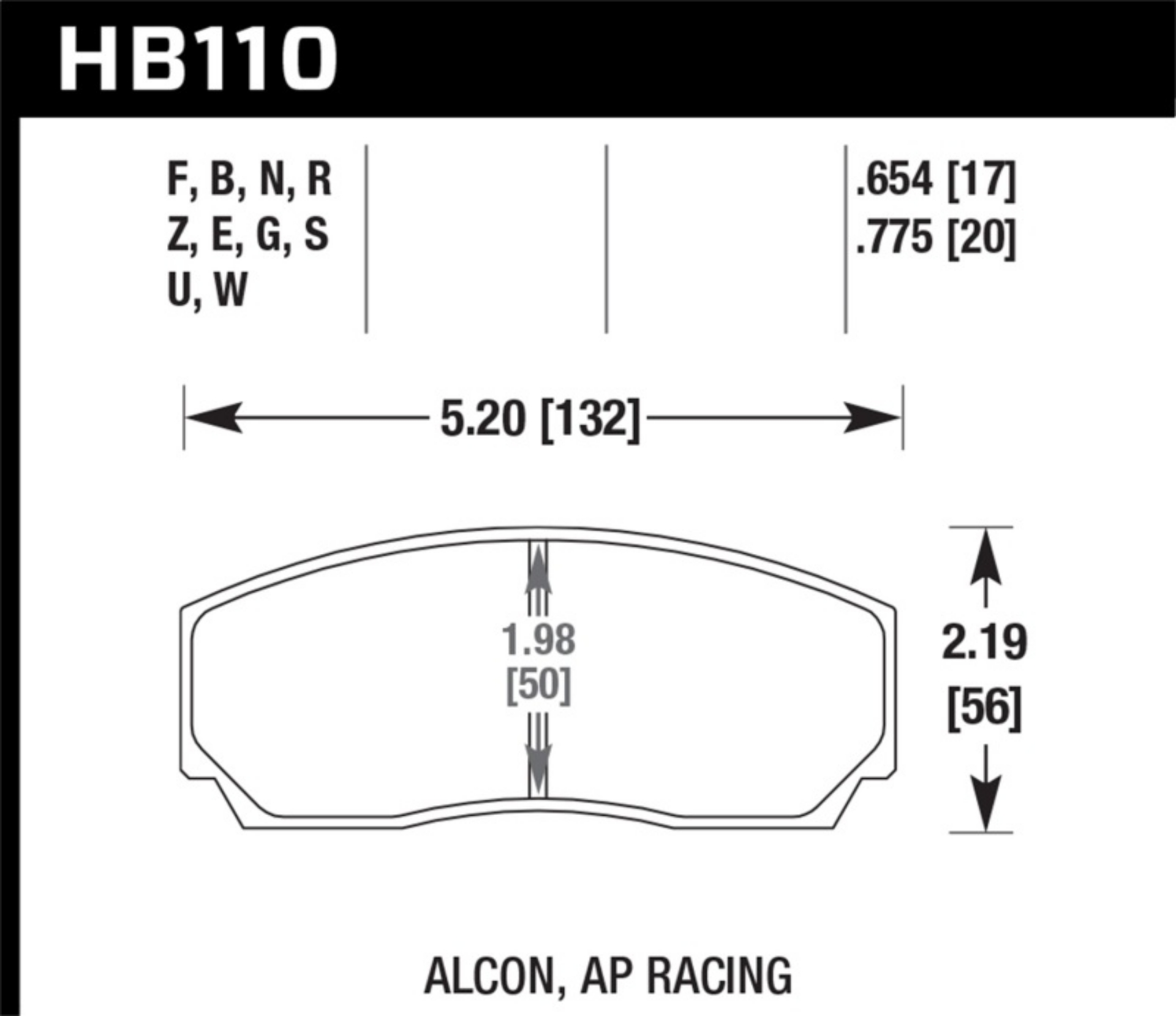 Picture of Hawk DTC-80 AP Racing 20mm Race Brake Pads