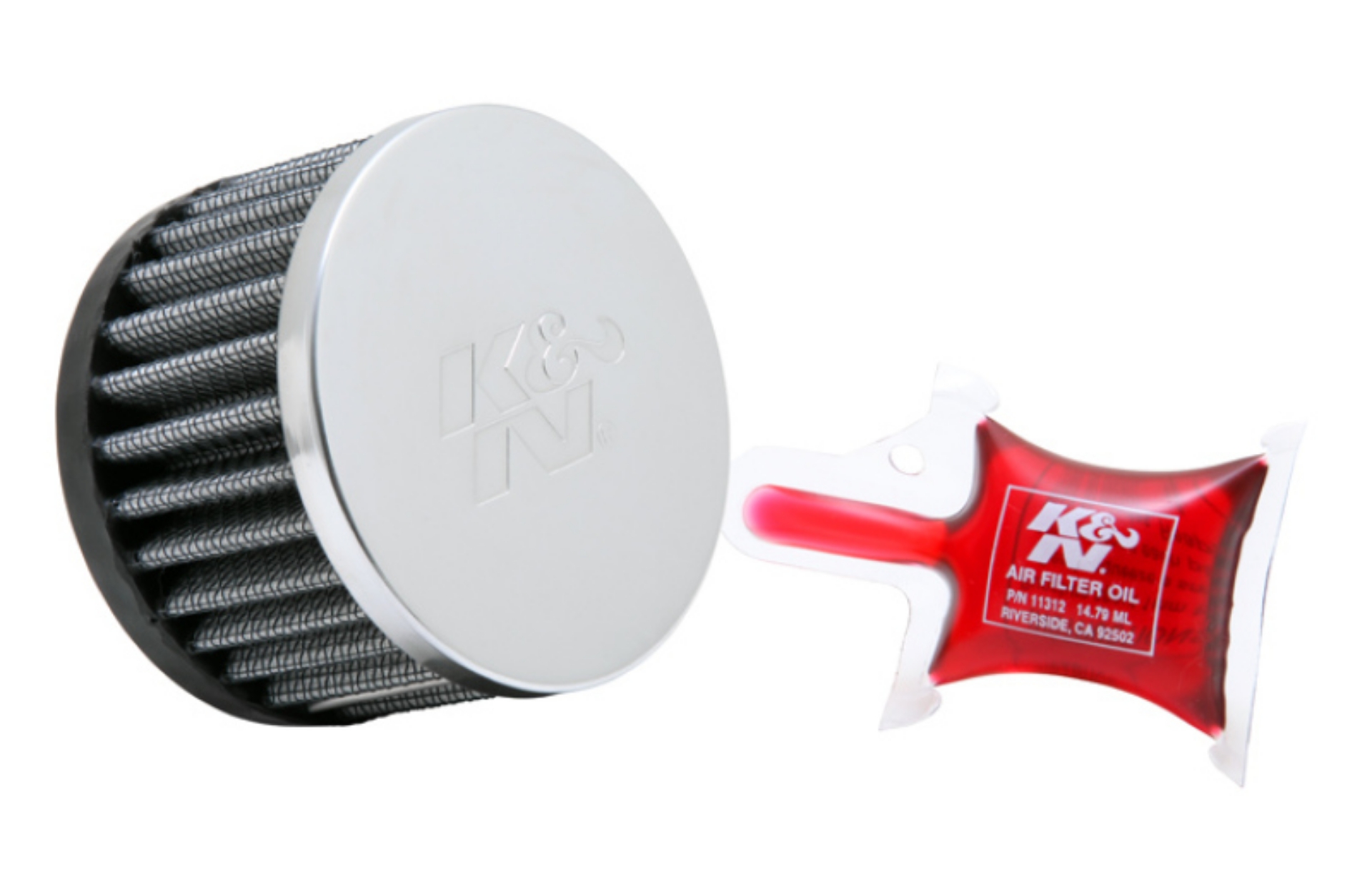 Picture of K&N Universal Round Clamp-On Air Filter 1-9/16in Flange 3in OD 2in Height