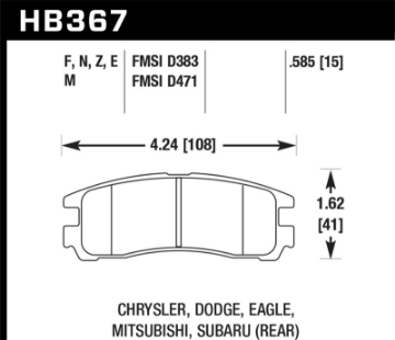 Picture of Hawk 91-99 Mitsubishi 3000GT (Excl VR4) / 94-12 Mitsubishi Eclipse Blue 9012 Race Rear Brake Pads