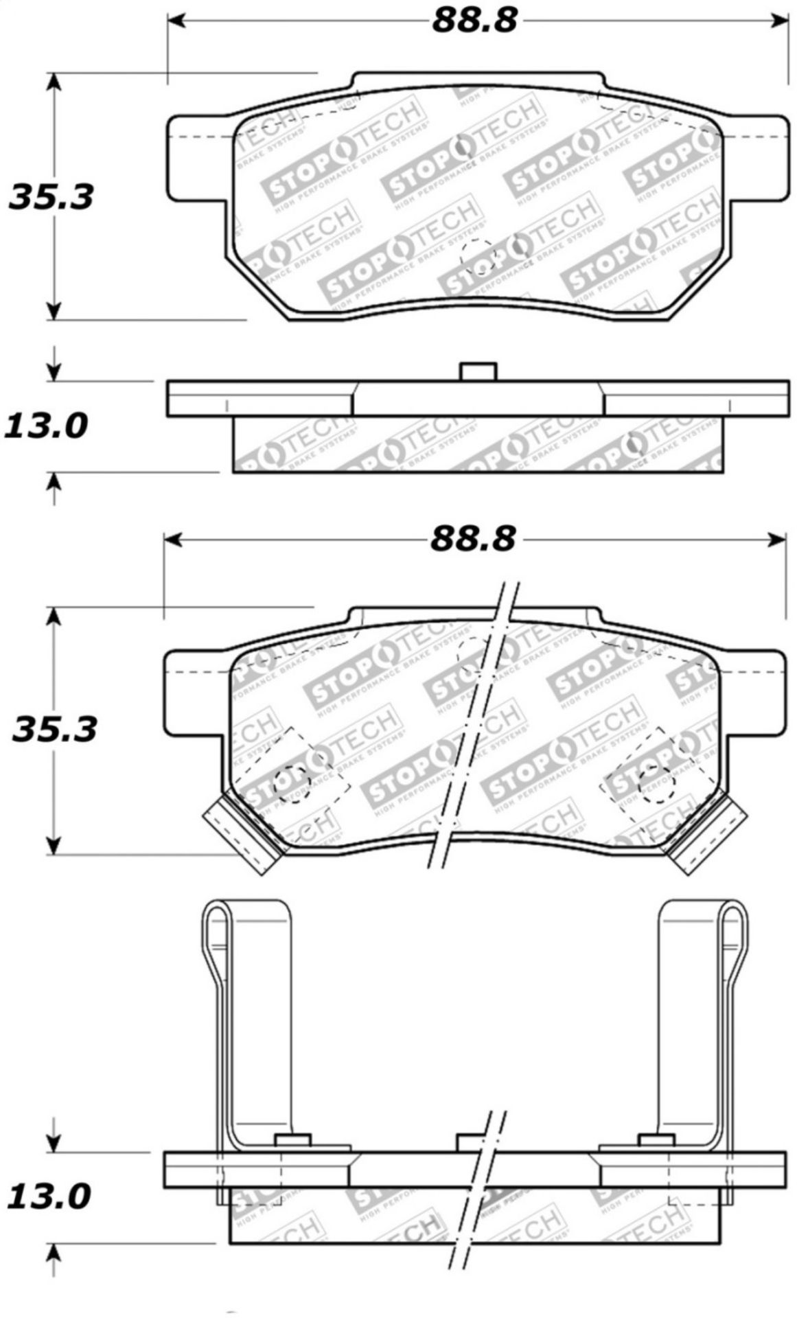 Picture of StopTech Street Touring 90-01 Integra exc- Type R Brake Pads