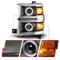 Picture of ANZO 14-15 Chevrolet Silverado 1500 Projector Headlights w- Halo Black Housing w- Chrome Trim