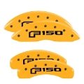 Picture of MGP 4 Caliper Covers Engraved Front & Rear 2015 Ford F-150 Yellow Finish Black F-150 Logo