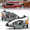 Picture of ANZO 13-15 Nissan Altima w-o Factory HID Bulbs Projector Headlights - w- Light Bar Chrome Housing