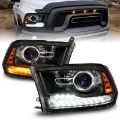 Picture of ANZO 09-18 Dodge Ram 1500-2500-3500 LED Plank Style Headlights Switchback + Sequential - Matte Black