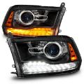 Picture of ANZO 09-18 Dodge Ram 1500-2500-3500 LED Plank Style Headlights Switchback + Sequential - Matte Black