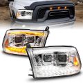 Picture of ANZO 09-18 Dodge Ram 1500-2500-3500 Proj HL Headlights Switchback + Sequential - Chrome Amber