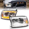Picture of ANZO 09-18 Dodge Ram 1500-2500-3500 Proj HL Headlights Switchback + Sequential - Chrome Amber
