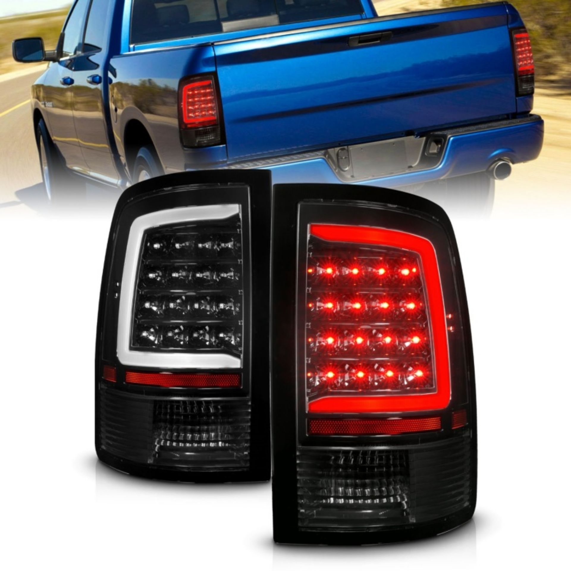 Picture of ANZO 09-18 Dodge Ram 1500 Full LED Taillights w- Sequential Black Housing-Clear Lens