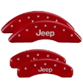 Picture of MGP 4 Caliper Covers Engraved Front Rear JEEP Logo Engraved Red Finish Silver Characters