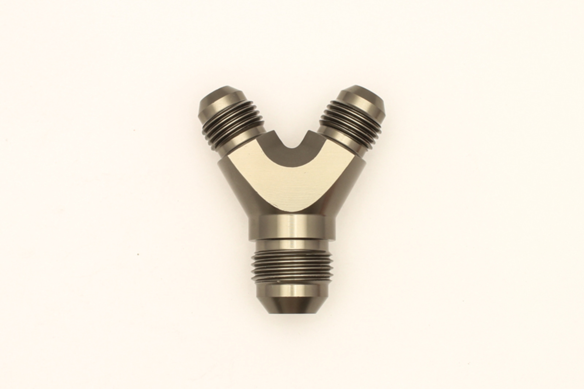 Picture of DeatschWerks 6AN Male Flare + 6AN Male Flare to 8AN Male Flare Y Block Fitting