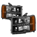 Picture of xTune GMC Sierra 07-13 Headlights with Daytime LED Running Light - Black HD-JH-GSIE07-LED-BK