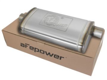 Picture of aFe MACHForce XP SS Muffler 3in Center Inlet - 3in Offset Outlet 22in L x 11n W x 6in H Body