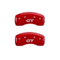 Picture of MGP 4 Caliper Covers Engraved Front Mustang Engraved Rear SN95-GT Red finish silver ch