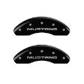 Picture of MGP 4 Caliper Covers Engraved Front Mustang Engraved Rear Pony Black finish silver ch