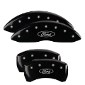 Picture of MGP 4 Caliper Covers Engraved Front Mustang Engraved Rear Pony Black finish silver ch