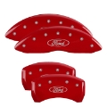 Picture of MGP 4 Caliper Covers Engraved Front Mustang Engraved Rear Pony Red finish silver ch