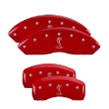 Picture of MGP 4 Caliper Covers Engraved Front Mustang Engraved Rear S197-GT Red finish silver ch