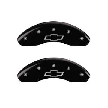 Picture of MGP Front set 2 Caliper Covers Engraved Front Bowtie Black finish silver ch