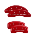 Picture of MGP Front set 2 Caliper Covers Engraved Front MGP Red finish silver ch