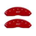 Picture of MGP Front set 2 Caliper Covers Engraved Front MGP Red finish silver ch
