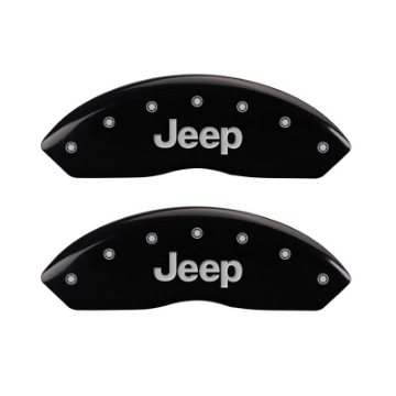 Picture of MGP Front set 2 Caliper Covers Engraved Front JEEP Black finish silver ch
