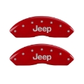 Picture of MGP Front set 2 Caliper Covers Engraved Front JEEP Red finish silver ch