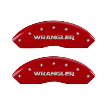 Picture of MGP Front set 2 Caliper Covers Engraved Front WRANGLER Red finish silver ch