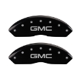 Picture of MGP Front set 2 Caliper Covers Engraved Front GMC Black finish silver ch