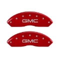 Picture of MGP Front set 2 Caliper Covers Engraved Front GMC Red finish silver ch