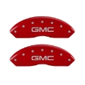 Picture of MGP Front set 2 Caliper Covers Engraved Front GMC Red finish silver ch